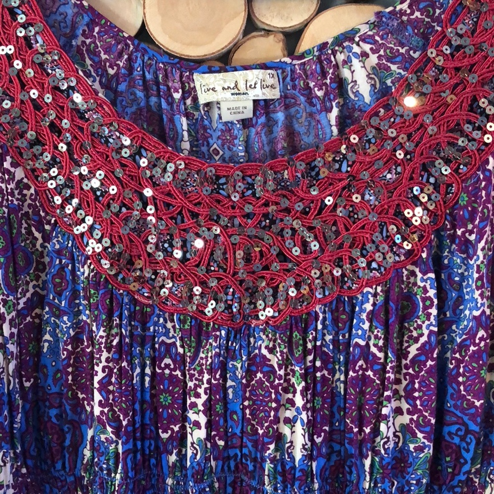 Sequined Peasant Top